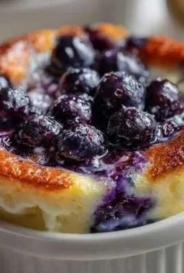 Baked blueberry cottage cheese breakfast bowls topped with fresh blueberries.