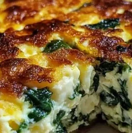 Spinach cottage cheese egg bake in a baking dish, perfect for easy breakfasts