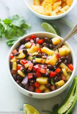 Delicious Grilled Pineapple Black Bean Salsa served in a bowl