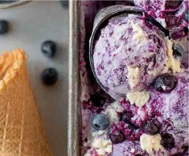 Delicious high-protein blueberry ice cream made with cottage cheese