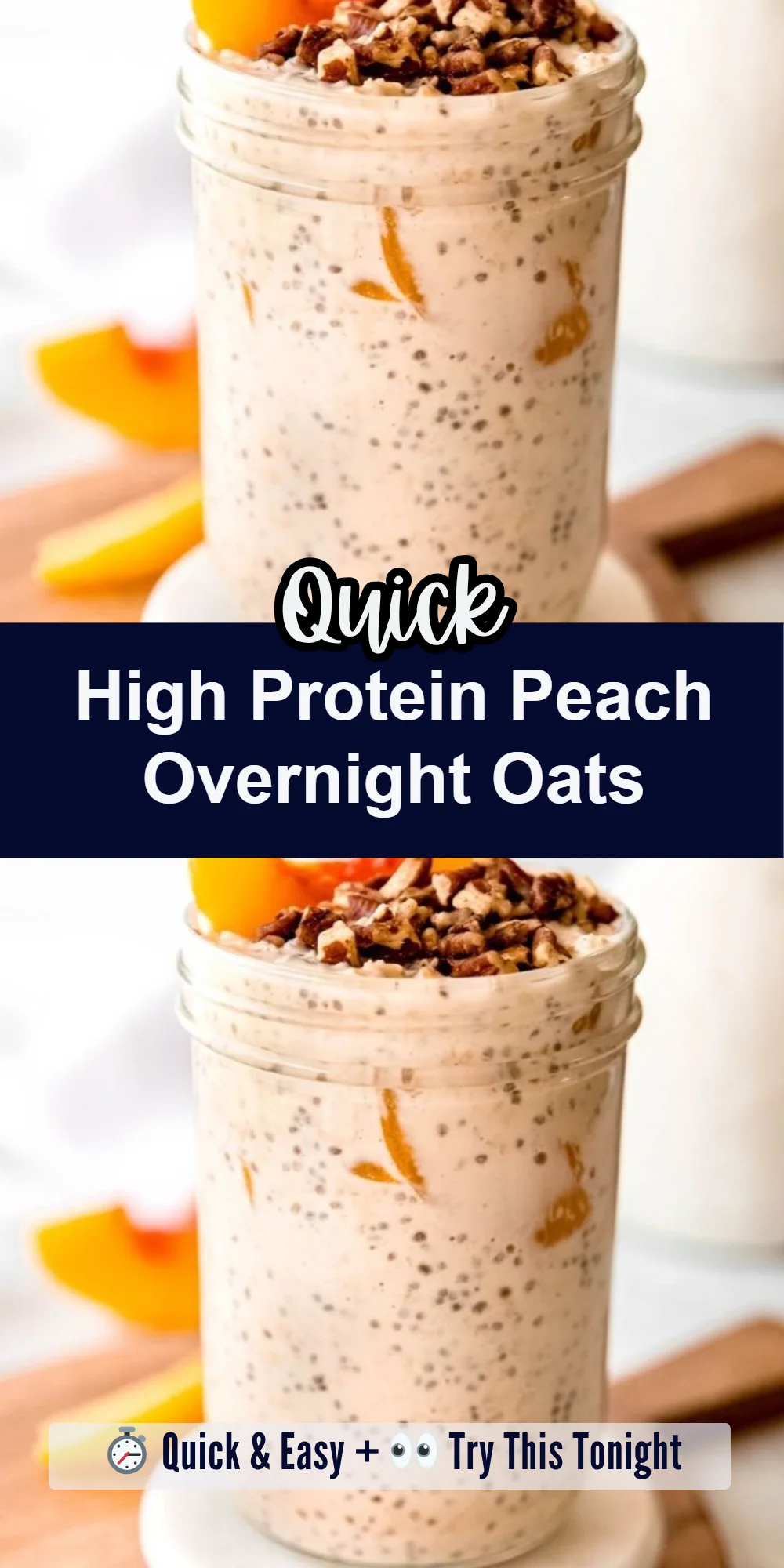 High Protein Peach Overnight Oats
