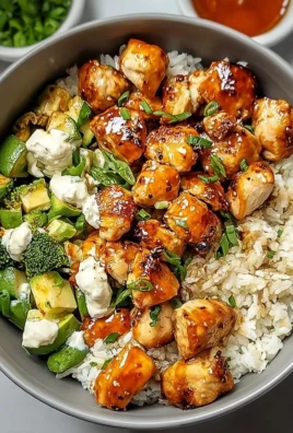 Hot Honey Chicken Bowl featuring tender chicken drizzled with spicy honey sauce