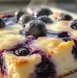 Delicious blueberry cottage cheese breakfast bake served in a bowl