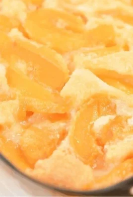 Lazy Man's Peach Cobbler dessert with fresh peaches and crispy topping