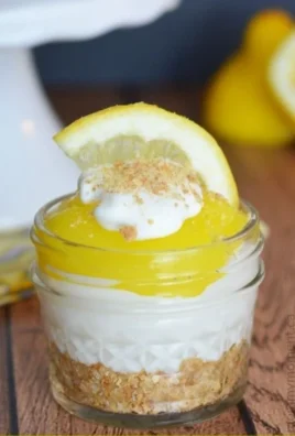 Delicious no bake lemon cheesecake served with fresh lemon slices