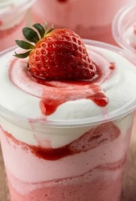 Delicious strawberry milk cream cups adorned with fresh strawberries