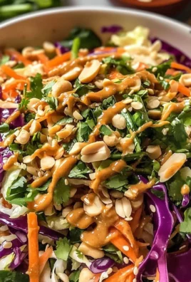 Delicious Thai Crunch Salad with peanut ginger sauce on a plate