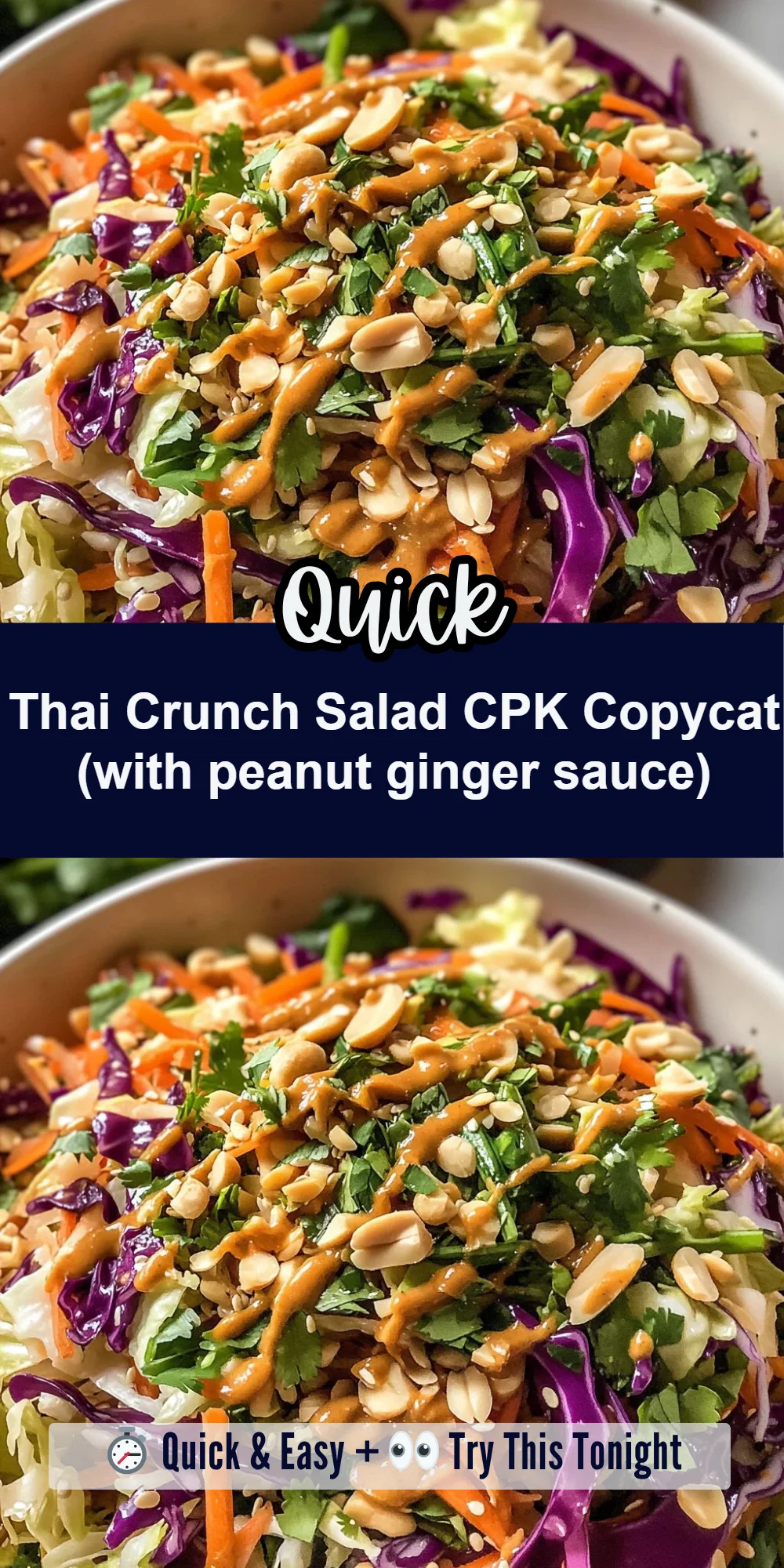 Thai Crunch Salad CPK Copycat (with peanut ginger sauce)