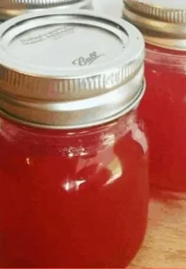 Homemade watermelon jelly in a jar with fresh watermelon slices