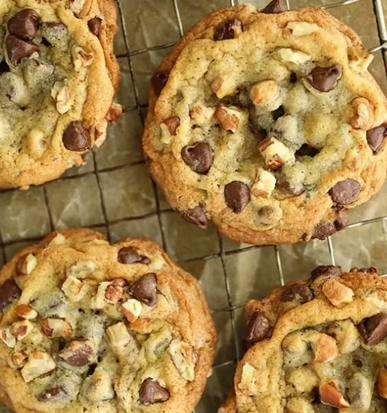 Delicious chocolate chip pecan cookies fresh out of the oven