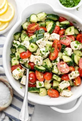 Cucumber Tomato Feta Salad with fresh vegetables and feta cheese