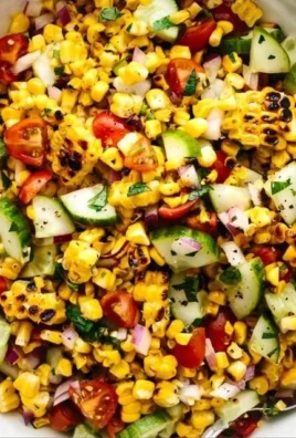 Delicious grilled corn salad featuring fresh vegetables and herbs
