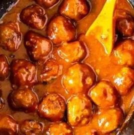 Honey Garlic BBQ Crockpot Meatballs served on a platter