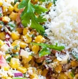 Delicious Mexican street corn salad with fresh ingredients in a bowl